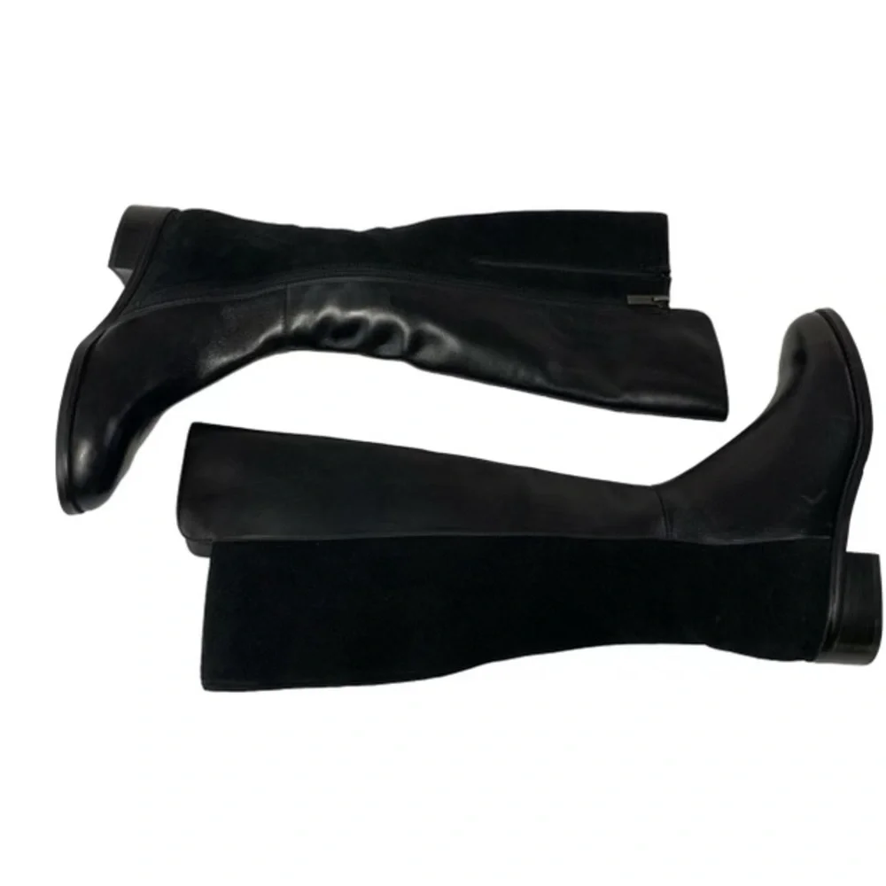 Aqua Diva Black Leather Waterproof Over The Knee Boots Size 7 Block Heel NWOB